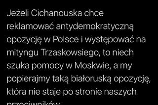 Swiatłana Cichanouska niech szuka pomocy w Rosji