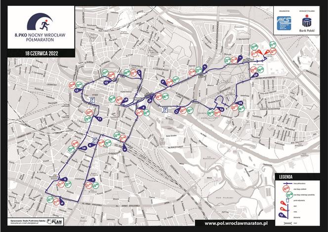  Trasa Nocnego Wrocław Półmaratonu [MAPA]