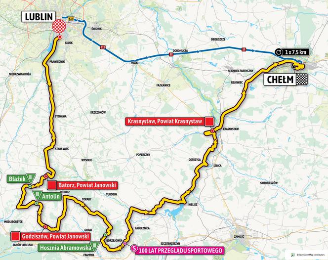 Trasa 1. etapu Tour de Pologne 2021