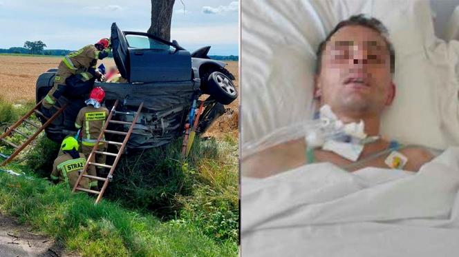 Przerażający wypadek pod Malborkiem przykuł 34-letniego Łukasza do łóżka. Nie odzyskał przytomności [ZDJĘCIA]