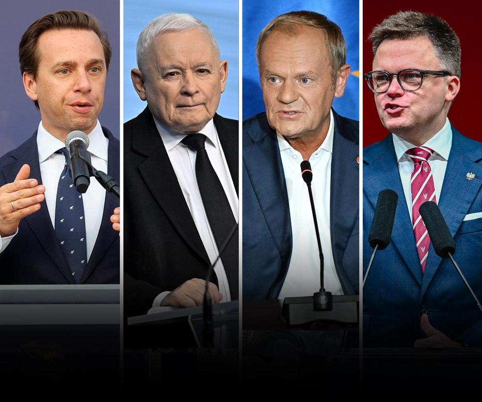 Bosak, Kaczyński, Tusk, Hołownia