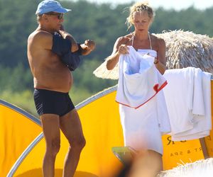 Jan Englert z żoną i ćorką w Juracie