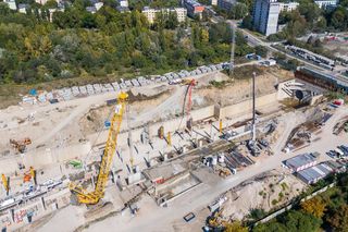 To miejsce, gdzie tunel drąży tarcza Faustyna. 