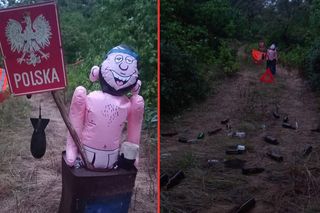 Szokujące znalezisko na granicy z Niemcami. Kukła z godłem Polski i atrapą pocisku