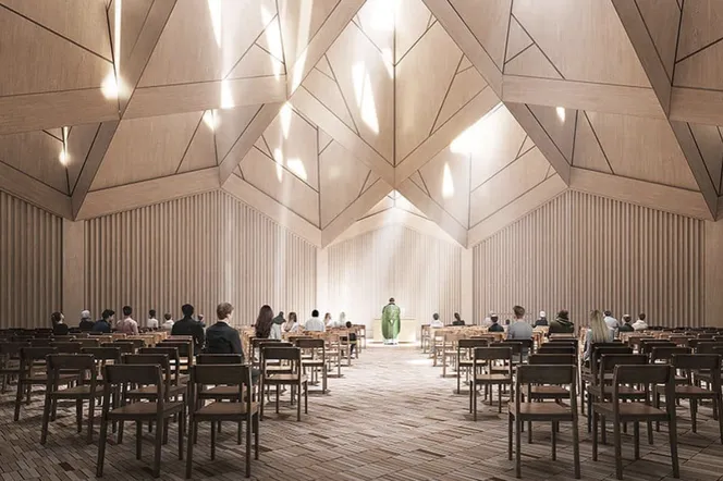Wyjątkowy projekt w Kopenhadze. Modernistyczny kościół zbudowany całkowicie z drewna