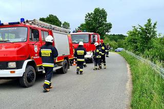 Wypadek w powiecie strzelińskim: Volkswagen wypadł z drogi i wpadł do rzeki