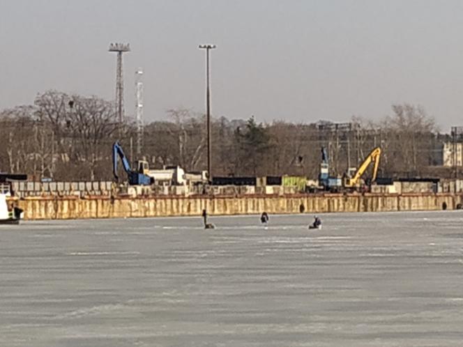 Mimo dodatnich temperatur spacerują po lodzie. Sprawa dzieli mieszkańców Białołęki