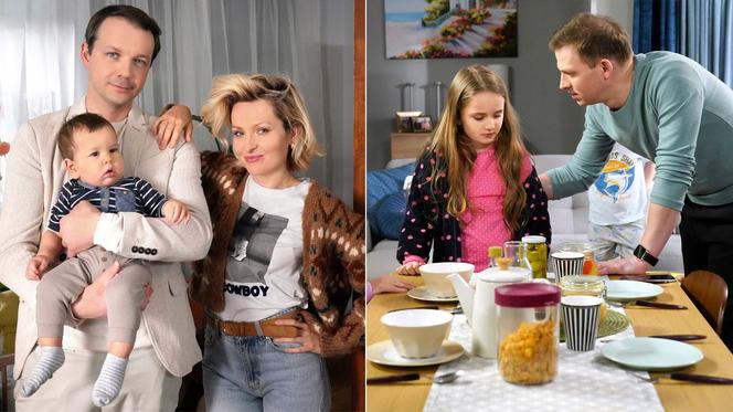 Barwy szczęścia. Bruno (Lesław Żurek), Bożena (Marieta Żukowska), Tadzio (Józef Trojanowski), Łukasz (Michał Rolnicki), Paulinka (Lena Jastrzębska)