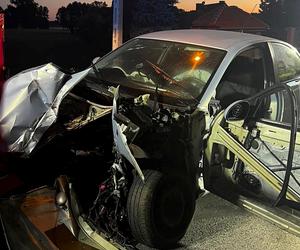 Auto huknęło w ogrodzenie, wypadł z niego silnik. Kierowca bez oznak życia