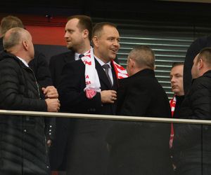 Karol Nawrocki na meczu Polska - Holandia