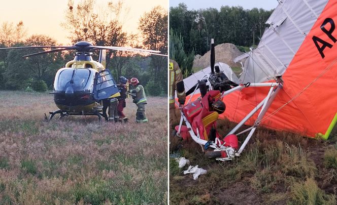 Motolotnia runęła na ziemię. Pilot w stanie ciężkim