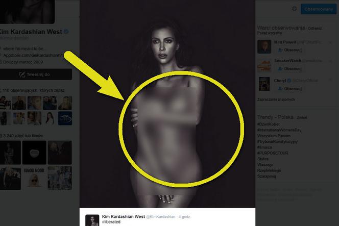 Kim Kardashian - nagie selfie na Twitterze