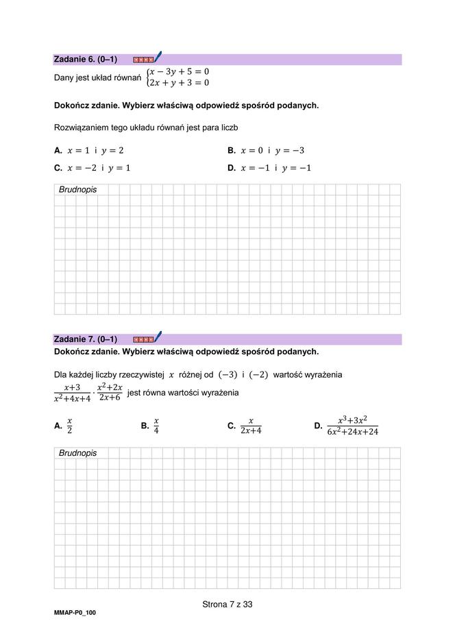 Arkusz maturalny z próbnej matematyki 2023