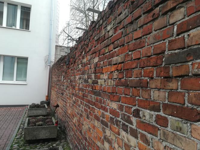 Ruiny muru getta przy ulicy Siennej