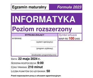 Matura 2024. INFORMATYKA poziom rozszerzony ARKUSZ CKE nowa formuła 2023