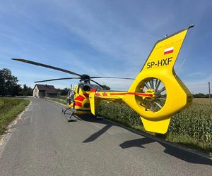 Wypadek w gminie Bojszowy. Motocyklista w szpitalu. Na miejscu lądował śmigłowiec LPR
