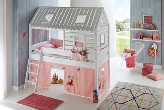 Białe, piętrowe łóżko do pokoju dziewczynki: pomysły na modne pokoje dzieci
