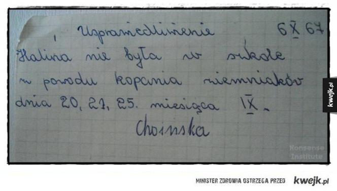 Podrabiałeś kiedyś usprawiedliwiania w szkole? Na te byś nie wpadł! ZOBACZ najzabawniejsze! [GALERIA] 