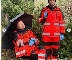 Na sygnale na planie. Kuba (Wojciech Zygmunt), Nowy (Kamil Wodka)