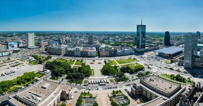 Widok z tarasu na Pałacu Kultury