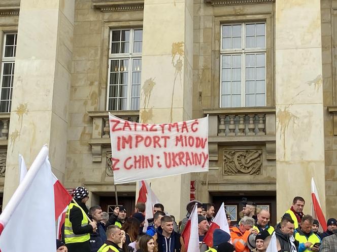 Protest rolników we Wrocławiu. Strajk wymyka się spod kontroli. Urząd Wojewódzki obrzucany jajkami