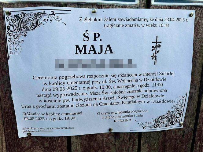 Tu spocznie zamordowana Maja z Mławy