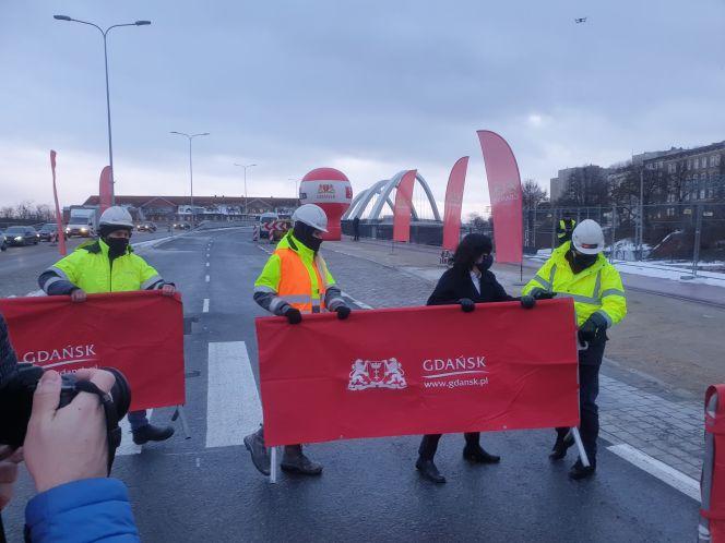 Otwarcie drugiej jezdni wiaduktu Biskupia Górka w Gdańsku 29.01.2021 r.