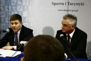 Konferencja prasowa z udziałem wicepremiera ukraińskiego rządu Iwana Wasyniuka i ministra sportu i turystyki Mirosława Drzewieckiego.