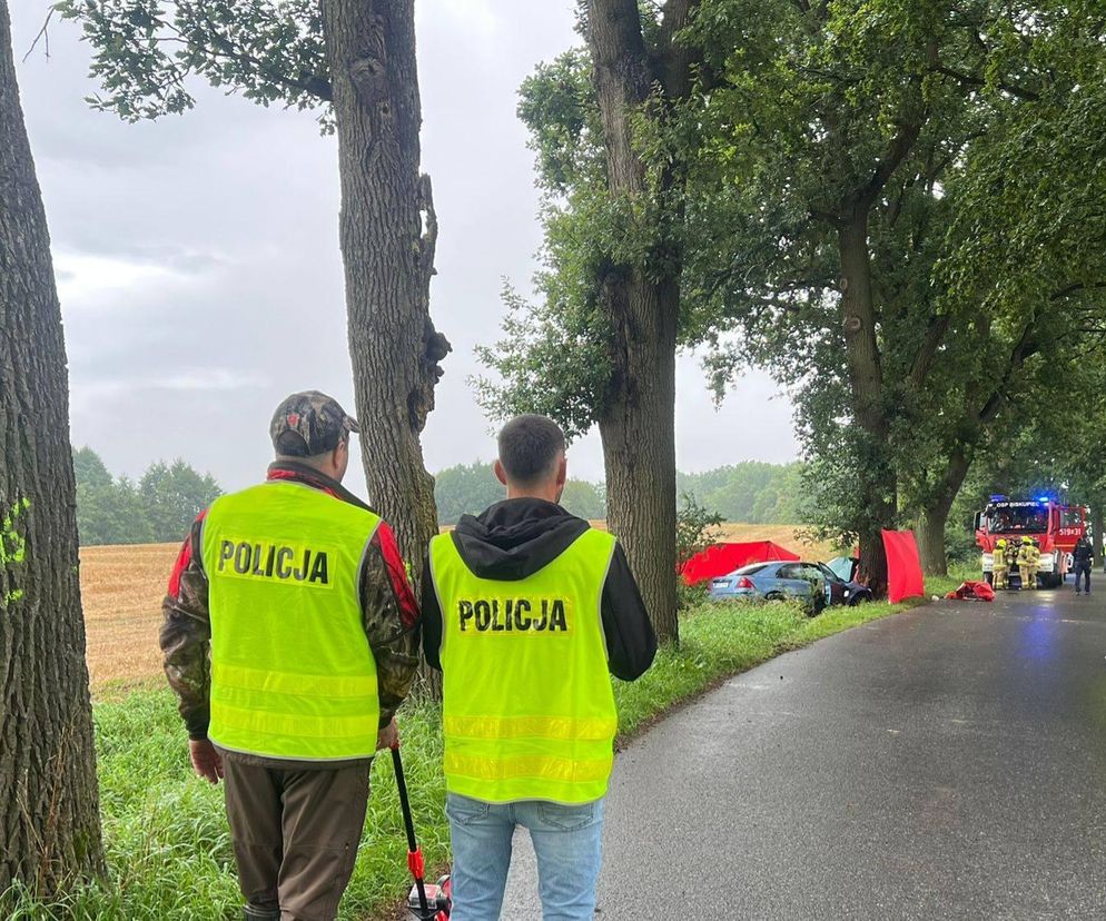 Kierowca forda wypadł z drogi i huknął w drzewo! Tragiczny wypadek w Piotrowicach