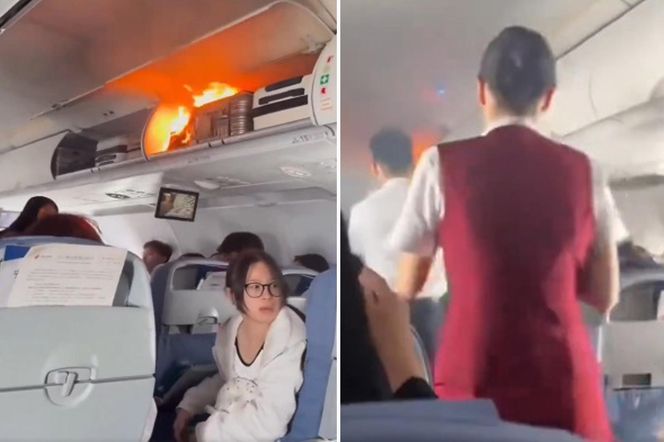 Pożar w samolocie pełnym ludzi! Płomienie buchały tuż nad głowami