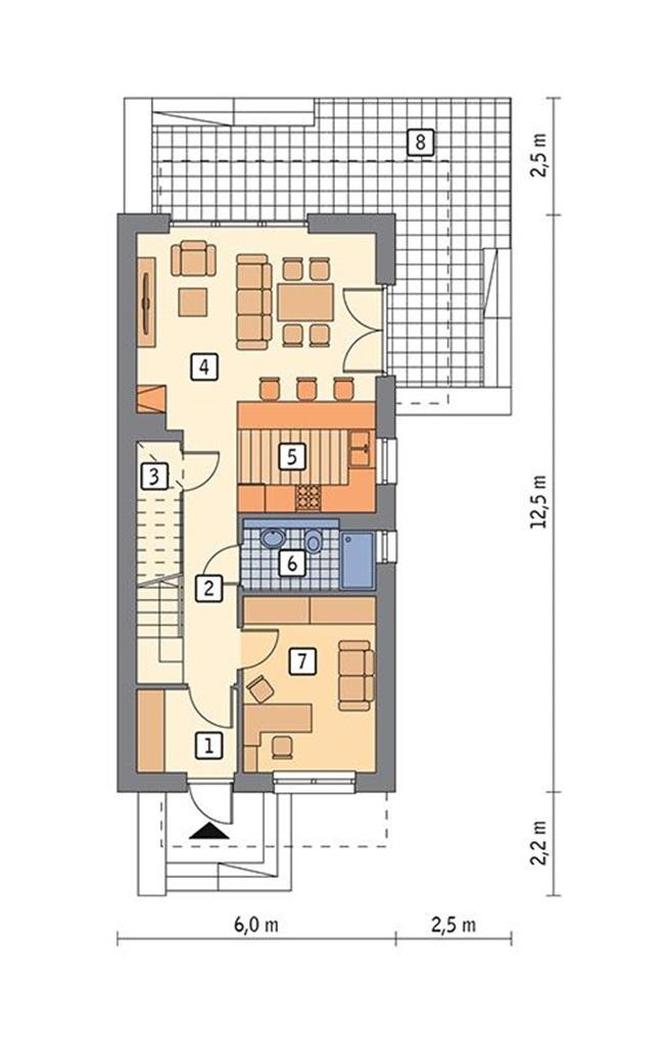 Projekt domu Światła miasta z katalogu Muratora - plan parteru wariantu I bez garażu