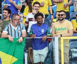 Kibice na meczu gwiazd Polska - Brazylia na Stadionie Śląskim