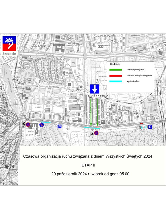 Zmiana organizacji ruchu na Wszystkich Świętych w Szczecinie