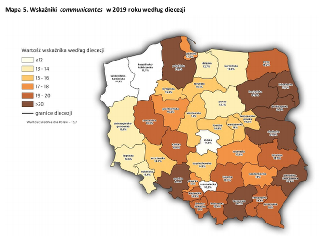 W Zachodniopomorskiem najmniej osób przyjmuje komunię św.
