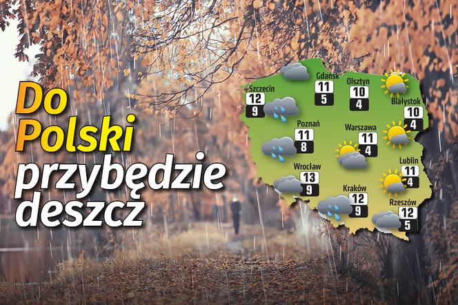 Ogromne zachmurzenie i deszcz w prawie całej Polsce. Pogoda na piątek, 30.10.2020