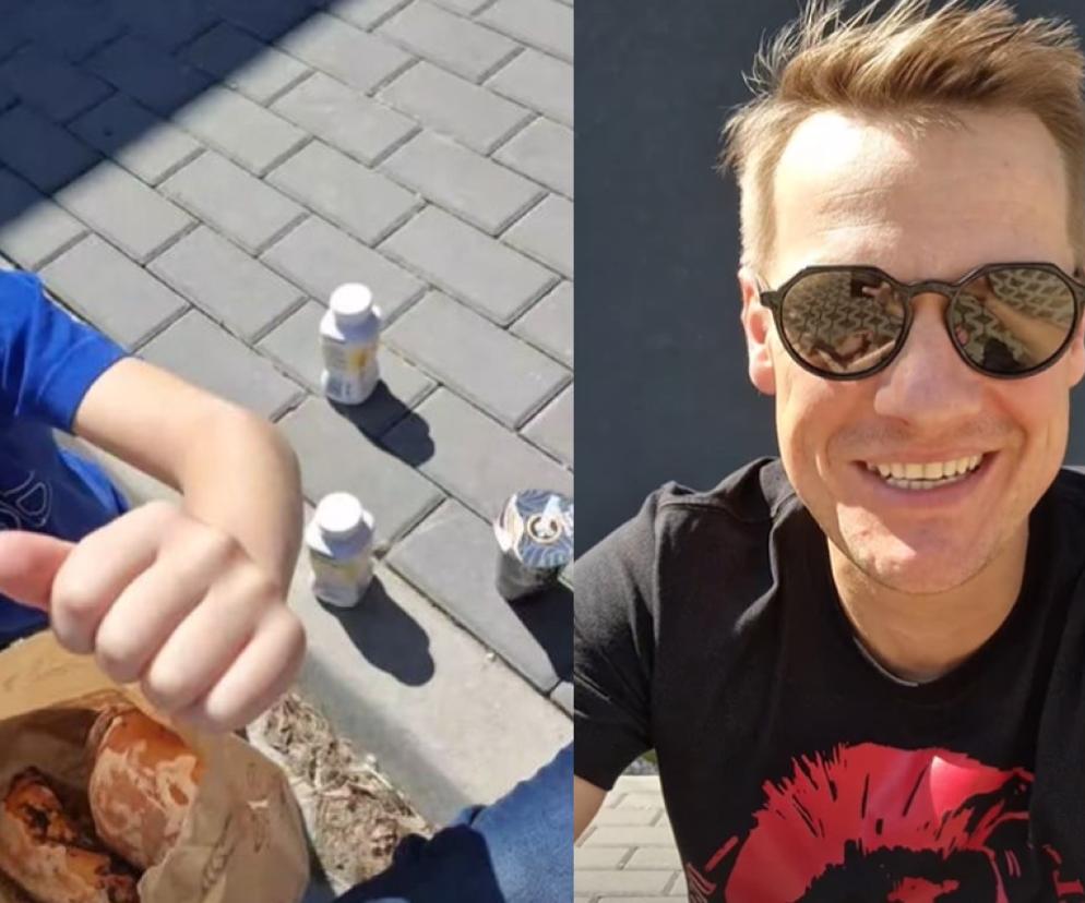 Gwiazdor M jak miłość jadł z synem na krawężniku! Szokujące ZDJĘCIA Marcina Mroczka - WIDEO