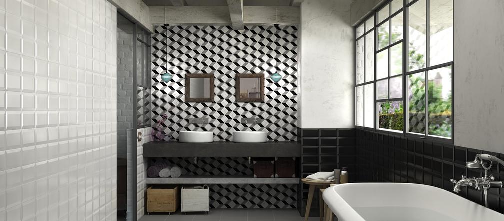 Płytki do łazienki w stylu op-art