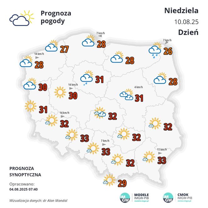 Pogoda niedziela, 10.08.2025