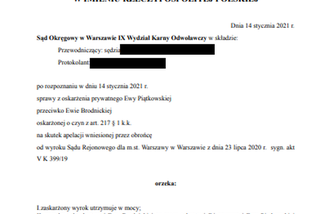 Brodnicka przegrała w sądzie z Piątkowską