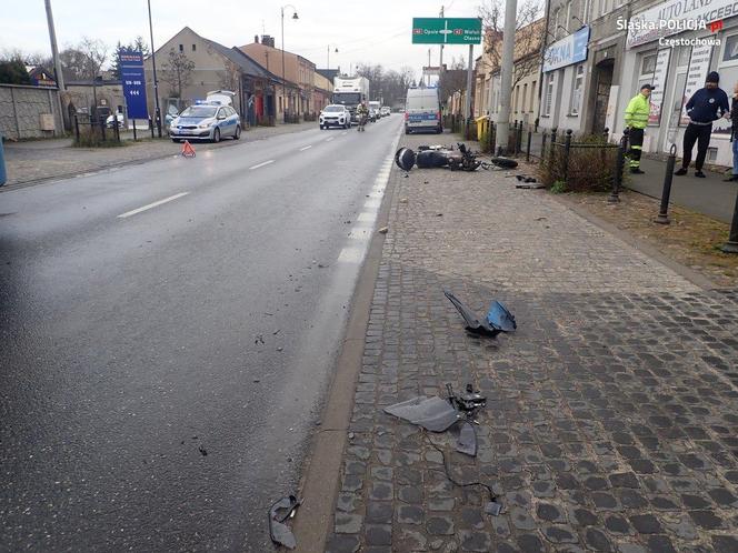 Wypadek z udziałem motocyklisty w Częstochowie