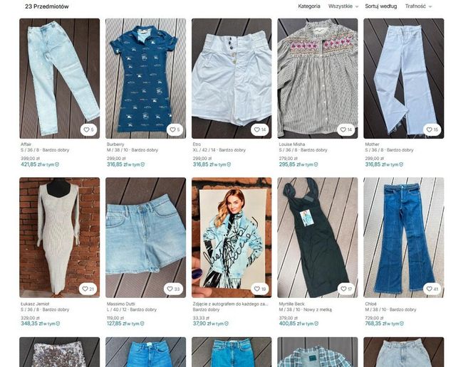 Małgorzata Socha handluje ubraniami 