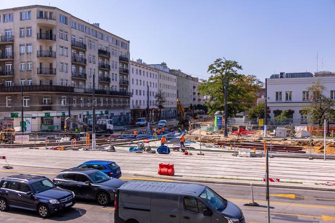 Budowa tramwaju na Rakowieckiej w Warszawie