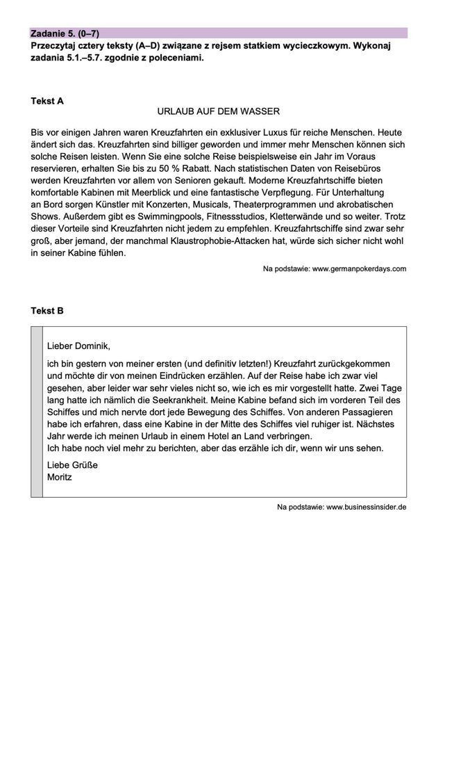 Arkusze egzaminacyjne matura niemiecki 2025.