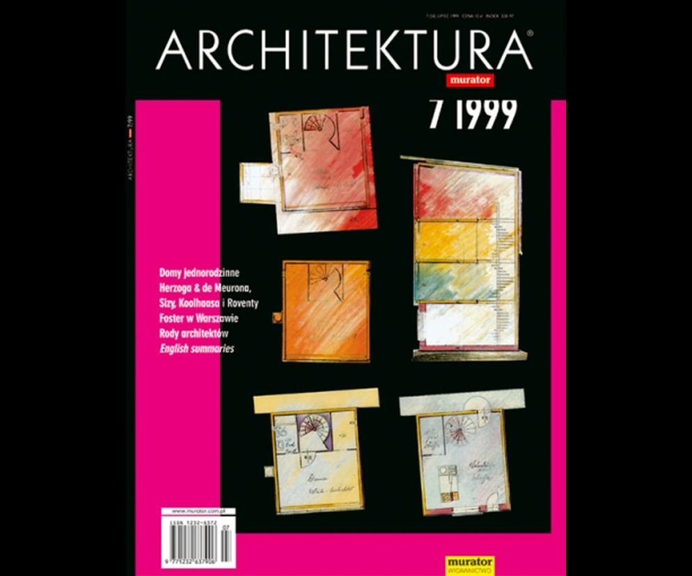 Okładka Miesięcznik Architektura 07/1999
