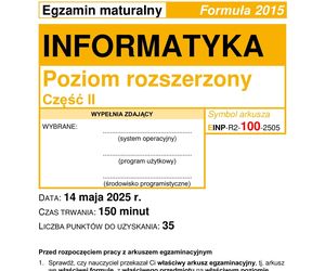 Matura 2025 informatyka rozszerzona - arkusz CKE 14.05.2025 - Formuła 2015