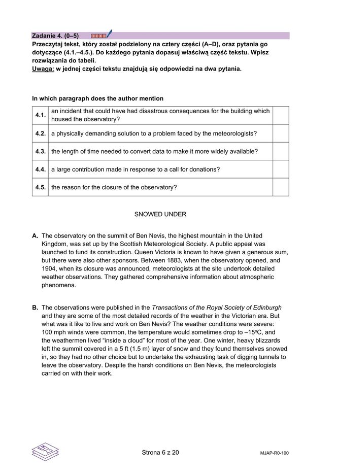 Matura 2025: angielski rozszerzony 8.05.2025. Arkusze CKE, poziom rozszerzony [Formuła 2023]