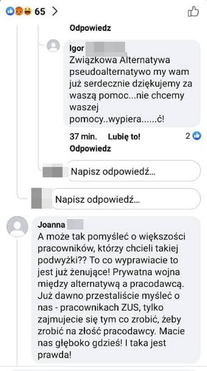 konflikt związkowców  w ZUS