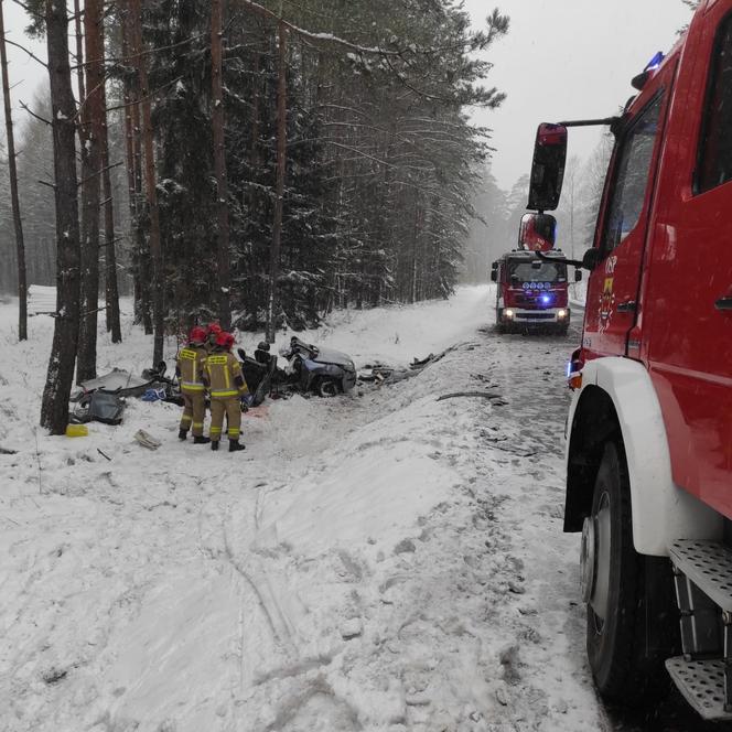 Śmiertelny wypadek na DK 58. Osobówka wjechała w ciężarówkę. Nie żyją dwie osoby