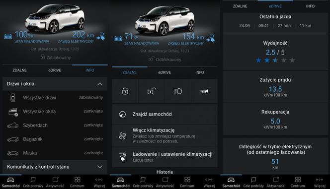Aplikacja BMW Connected - BMW i3