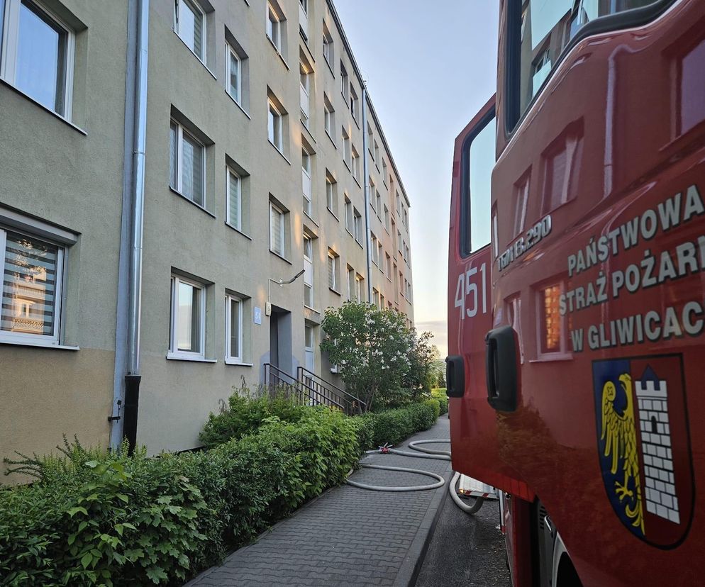 Pożar budynku wielokondygnacyjnego w Gliwicach